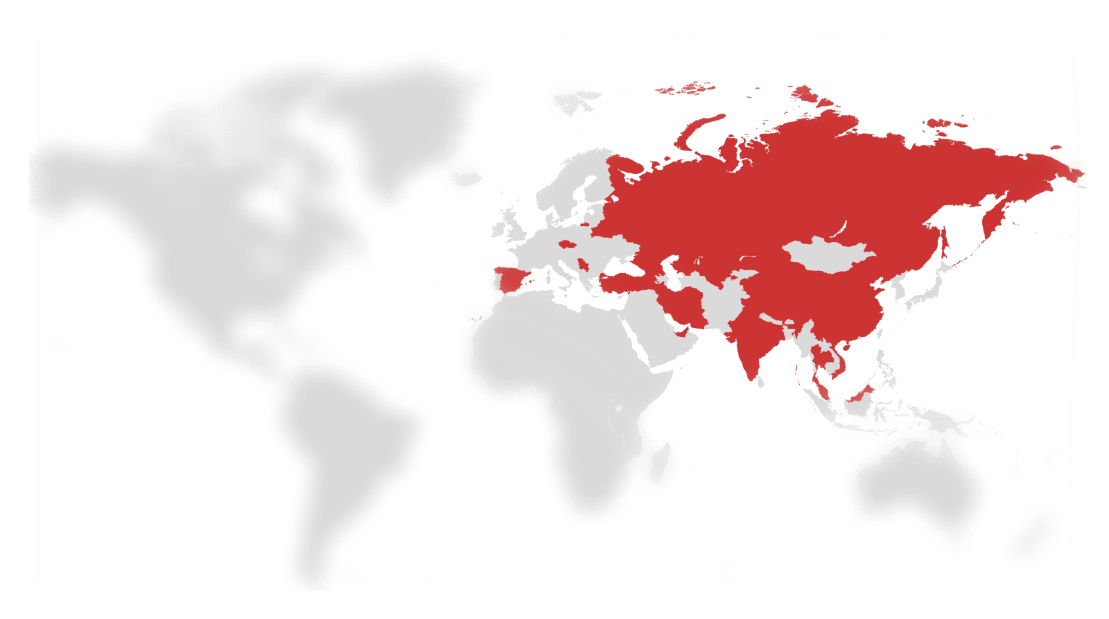 Карта мира, показывающая географию поставок компании: Армения, Белоруссия, Вьетнам, Грузия, Индия, Иран, Испания, Казахстан, Киргизия, Китай, Малайзия, ОАЭ, Россия, Сербия, Тайланд, Турция, Узбекистан, Чехия и другие.